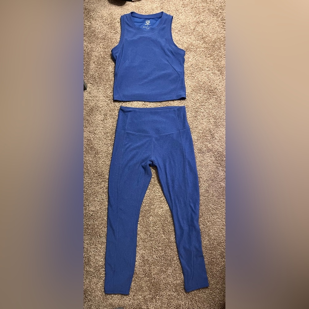 Blue Athletic Tank and Leggings Set